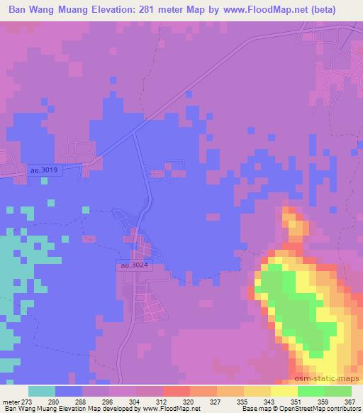 Ban Wang Muang,Thailand Elevation Map