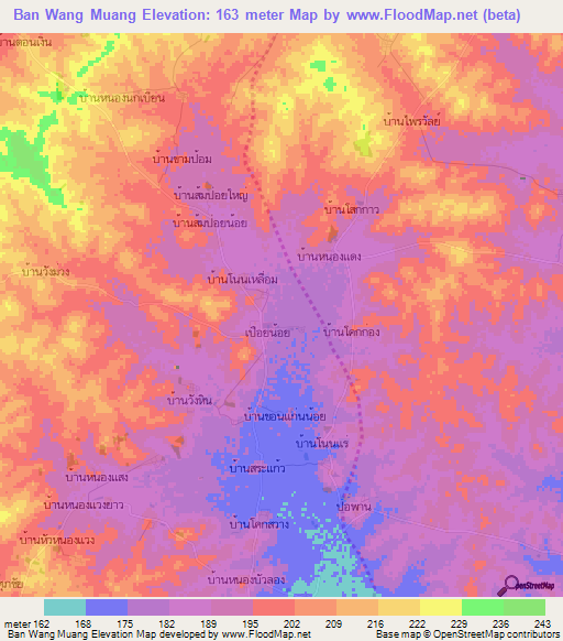 Ban Wang Muang,Thailand Elevation Map