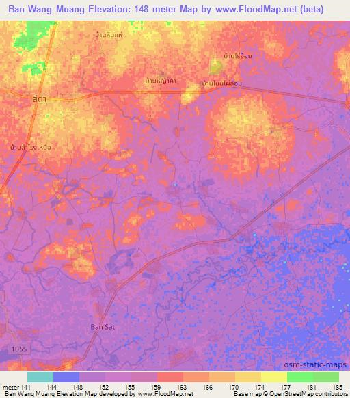 Ban Wang Muang,Thailand Elevation Map