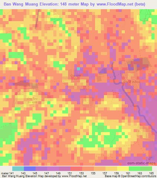 Ban Wang Muang,Thailand Elevation Map