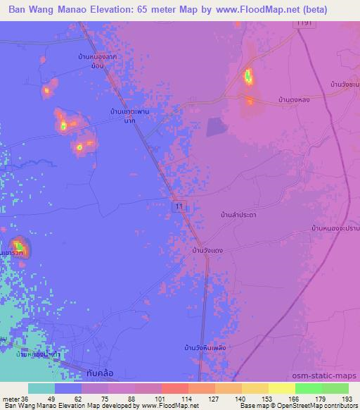 Ban Wang Manao,Thailand Elevation Map
