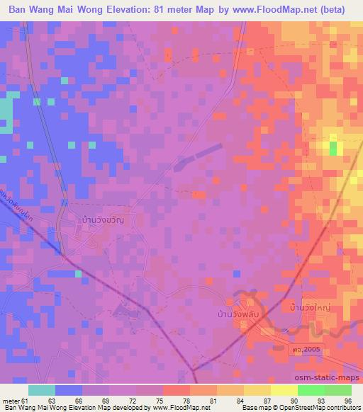 Ban Wang Mai Wong,Thailand Elevation Map
