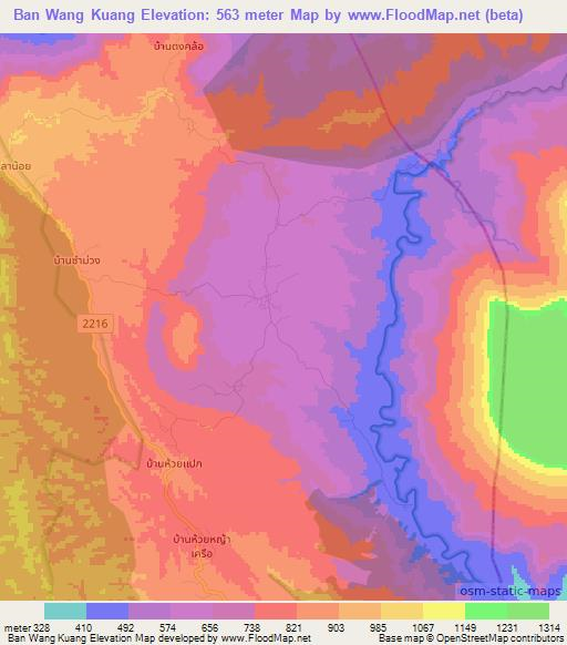 Ban Wang Kuang,Thailand Elevation Map