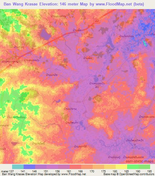 Ban Wang Krasae,Thailand Elevation Map
