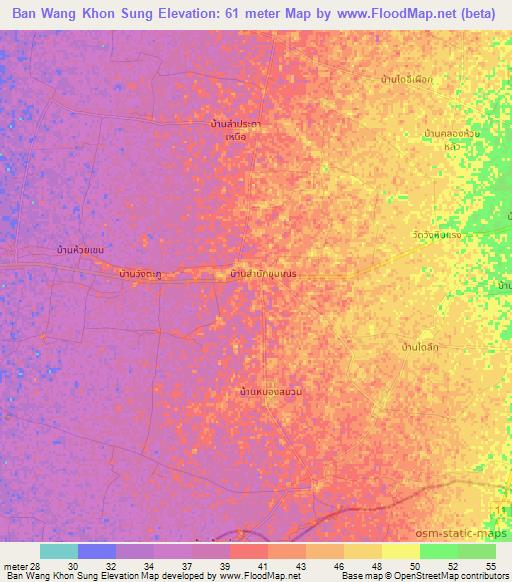 Ban Wang Khon Sung,Thailand Elevation Map