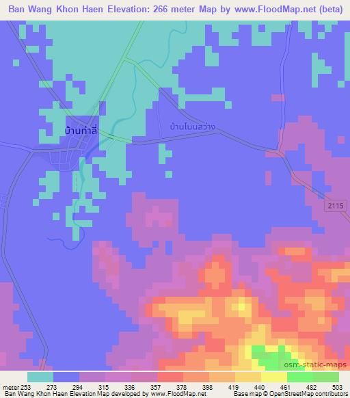 Ban Wang Khon Haen,Thailand Elevation Map