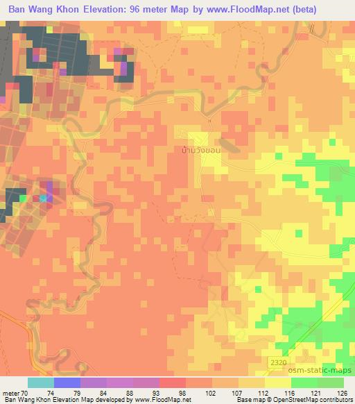 Ban Wang Khon,Thailand Elevation Map