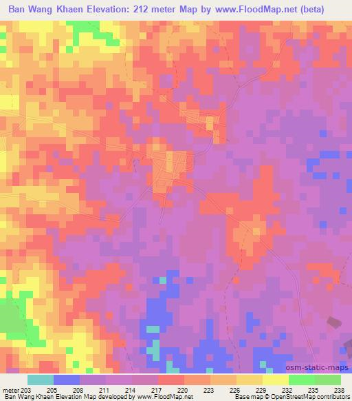 Ban Wang Khaen,Thailand Elevation Map