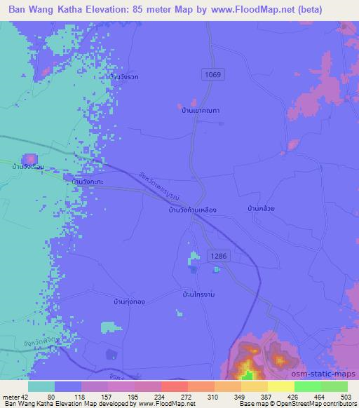 Ban Wang Katha,Thailand Elevation Map