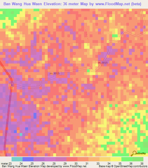 Ban Wang Hua Waen,Thailand Elevation Map