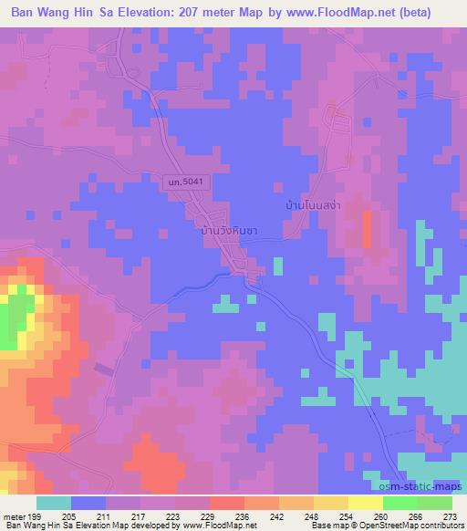 Ban Wang Hin Sa,Thailand Elevation Map