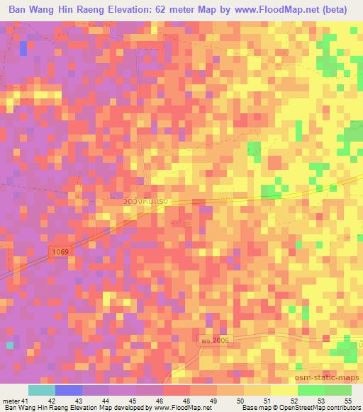 Ban Wang Hin Raeng,Thailand Elevation Map