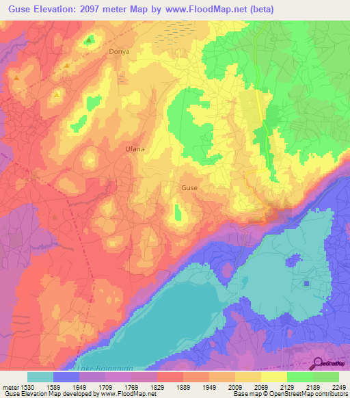 Guse,Tanzania Elevation Map