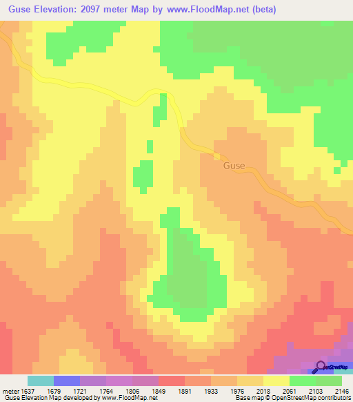 Guse,Tanzania Elevation Map