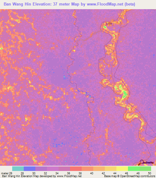 Ban Wang Hin,Thailand Elevation Map