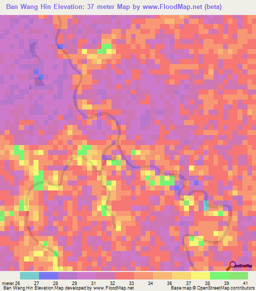 Ban Wang Hin,Thailand Elevation Map