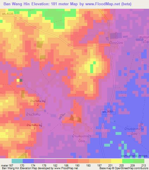 Ban Wang Hin,Thailand Elevation Map