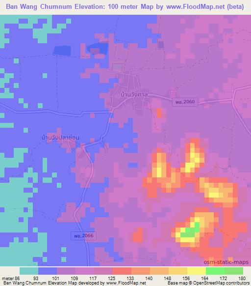 Ban Wang Chumnum,Thailand Elevation Map