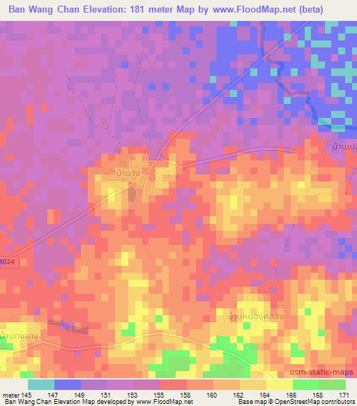 Ban Wang Chan,Thailand Elevation Map