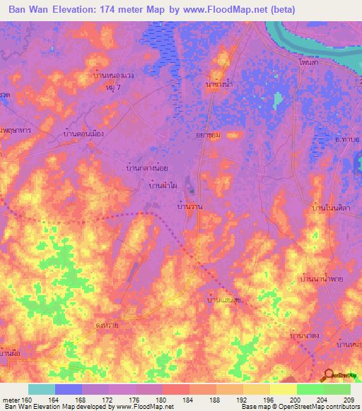 Ban Wan,Thailand Elevation Map