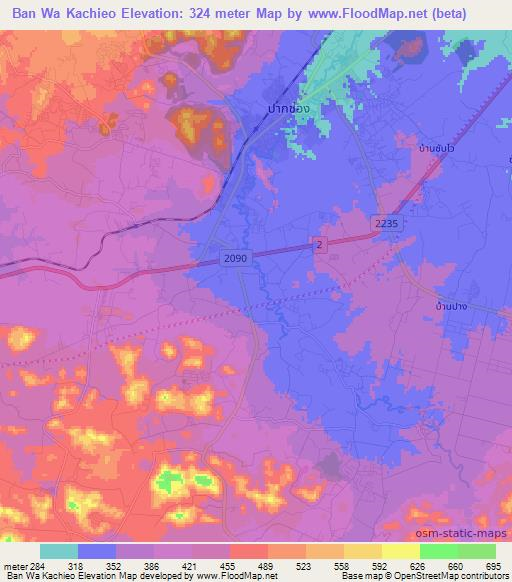 Ban Wa Kachieo,Thailand Elevation Map