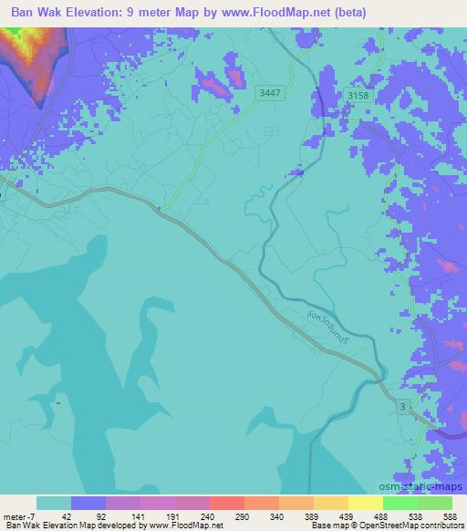 Ban Wak,Thailand Elevation Map