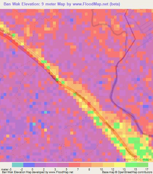 Ban Wak,Thailand Elevation Map