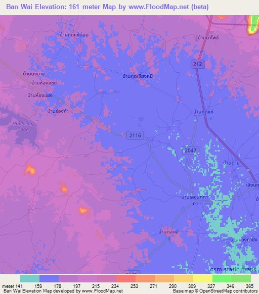 Ban Wai,Thailand Elevation Map