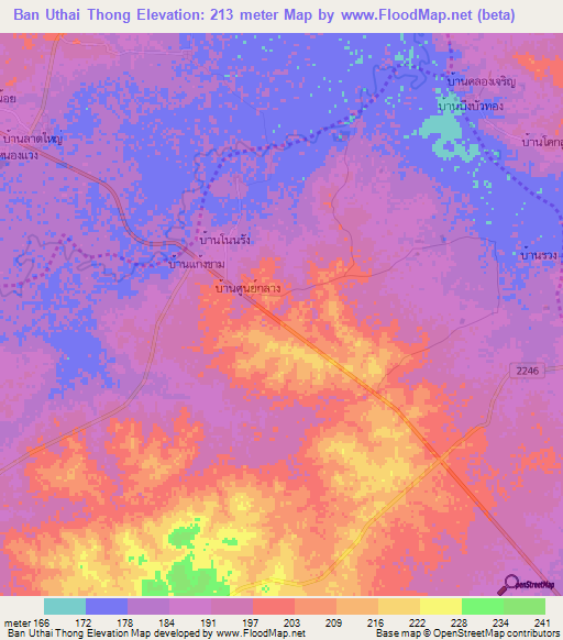 Ban Uthai Thong,Thailand Elevation Map