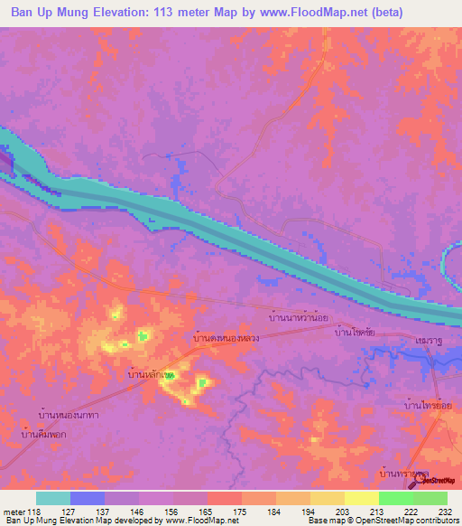 Ban Up Mung,Thailand Elevation Map