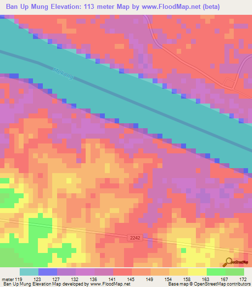 Ban Up Mung,Thailand Elevation Map