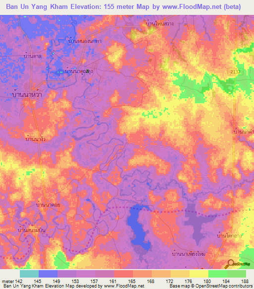Ban Un Yang Kham,Thailand Elevation Map