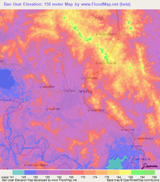 Ban Ueat,Thailand Elevation Map