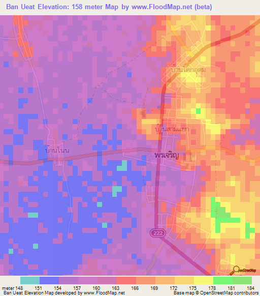 Ban Ueat,Thailand Elevation Map