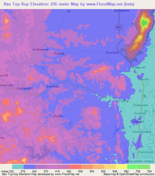 Ban Tup Kop,Thailand Elevation Map