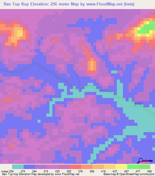 Ban Tup Kop,Thailand Elevation Map