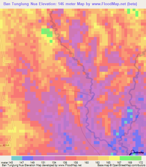 Ban Tunglung Nua,Thailand Elevation Map