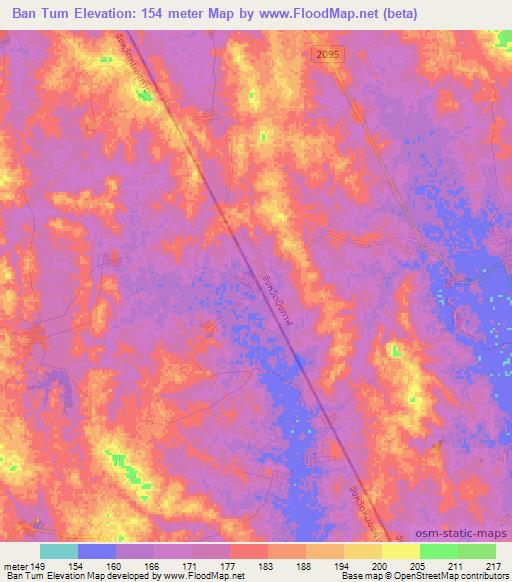Ban Tum,Thailand Elevation Map