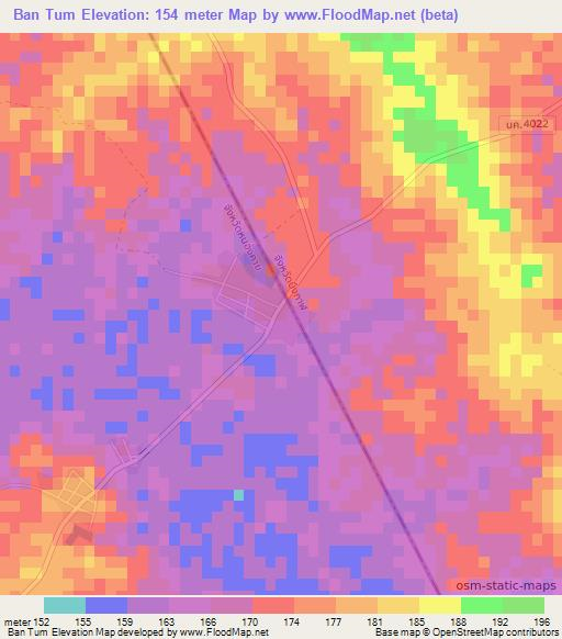 Ban Tum,Thailand Elevation Map