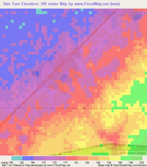 Ban Tum,Thailand Elevation Map