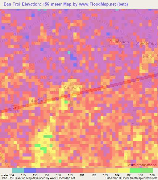 Ban Troi,Thailand Elevation Map
