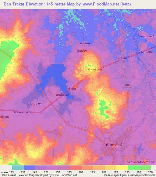 Ban Trakat,Thailand Elevation Map
