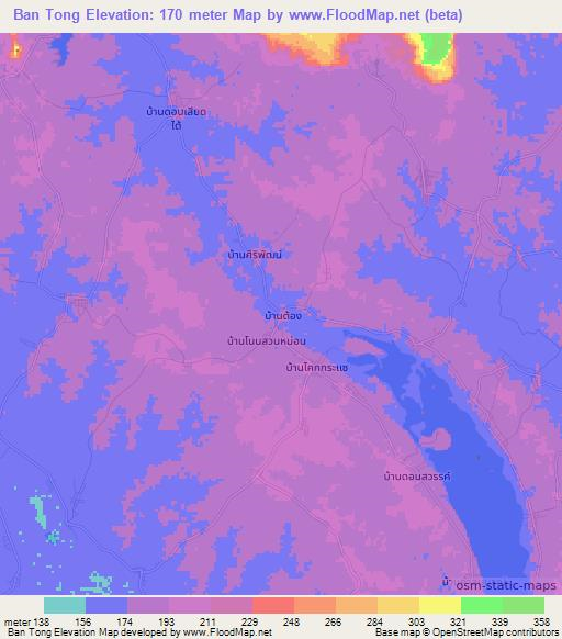 Ban Tong,Thailand Elevation Map