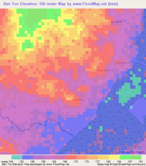 Ban Ton,Thailand Elevation Map