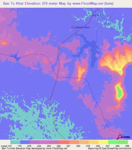 Ban To Khet,Thailand Elevation Map