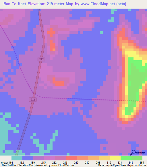 Ban To Khet,Thailand Elevation Map