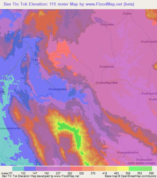 Ban Tin Tok,Thailand Elevation Map