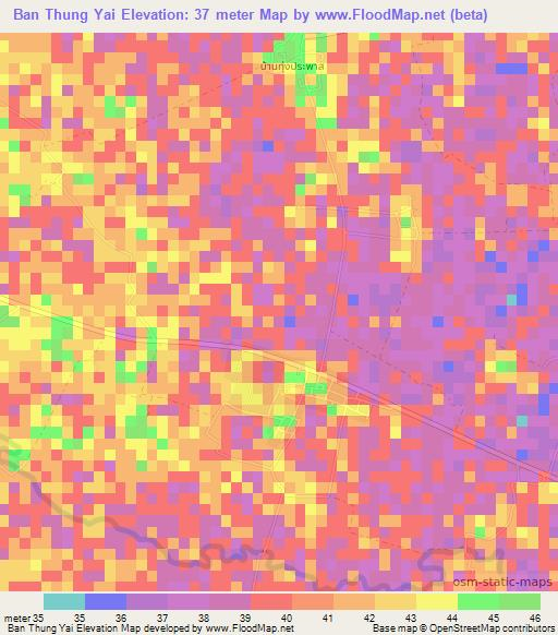 Ban Thung Yai,Thailand Elevation Map