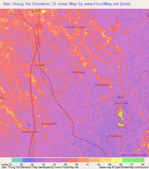 Ban Thung Yai,Thailand Elevation Map