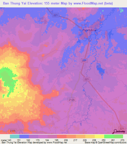 Ban Thung Yai,Thailand Elevation Map